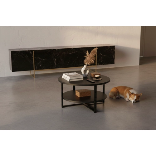 STOLIK KAWOWY Metalowy Blat Czarny Płyta MDF  STK-920